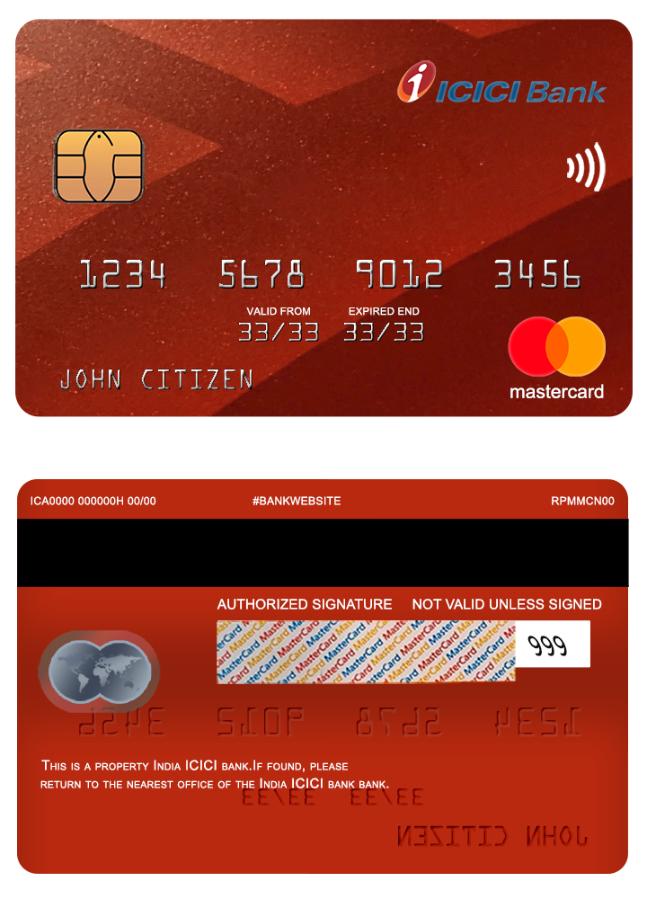 India ICICI bank mastercard